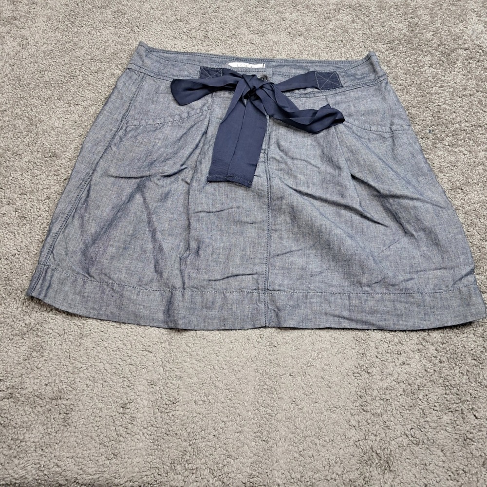 Ann Taylor Loft Womens Blue Linen Cotton Blend A-Line Mini Skirt Size 6